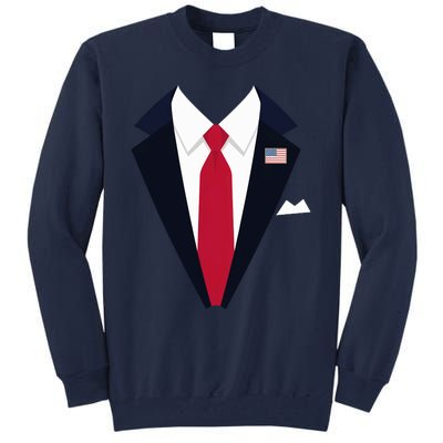 Funny Usa President Trump Suit Easy Halloween Costume Long Sleeve Tall Sweatshirt