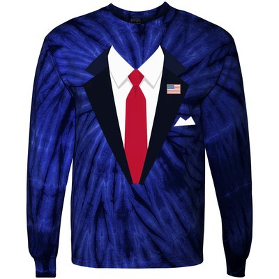 Funny Usa President Trump Suit Easy Halloween Costume Long Sleeve Tie-Dye Long Sleeve Shirt