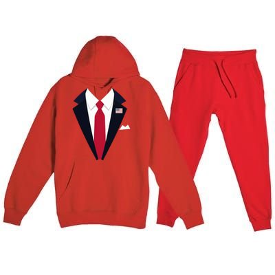 Funny Usa President Trump Suit Easy Halloween Costume Long Sleeve Premium Hooded Sweatsuit Set