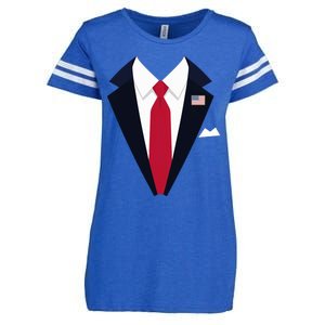 Funny Usa President Trump Suit Easy Halloween Costume Long Sleeve Enza Ladies Jersey Football T-Shirt