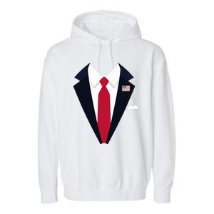 Funny Usa President Trump Suit Easy Halloween Costume Long Sleeve Garment-Dyed Fleece Hoodie