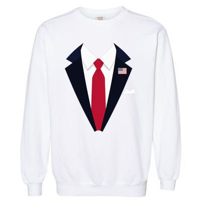 Funny Usa President Trump Suit Easy Halloween Costume Long Sleeve Garment-Dyed Sweatshirt