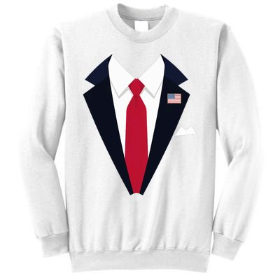 Funny Usa President Trump Suit Easy Halloween Costume Long Sleeve Sweatshirt