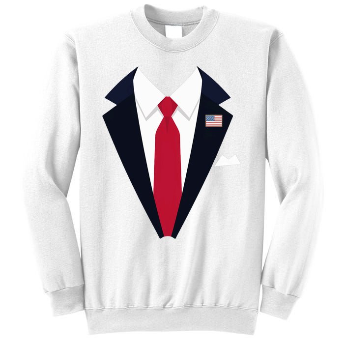 Funny Usa President Trump Suit Easy Halloween Costume Long Sleeve Sweatshirt