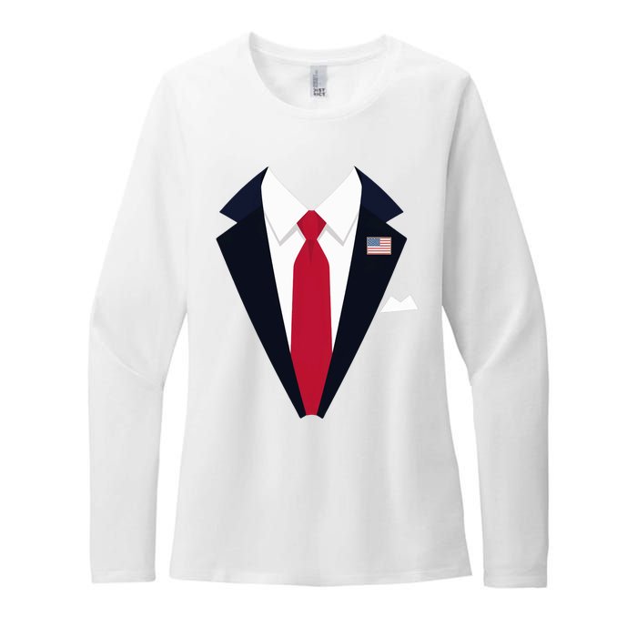 Funny Usa President Trump Suit Easy Halloween Costume Long Sleeve Womens CVC Long Sleeve Shirt