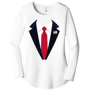 Funny Usa President Trump Suit Easy Halloween Costume Long Sleeve Women's Perfect Tri Tunic Long Sleeve Shirt