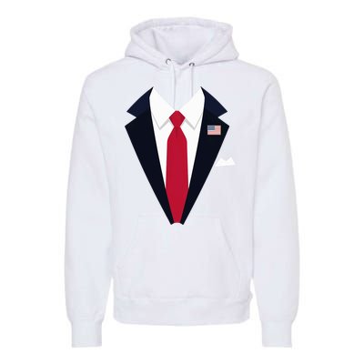 Funny Usa President Trump Suit Easy Halloween Costume Long Sleeve Premium Hoodie