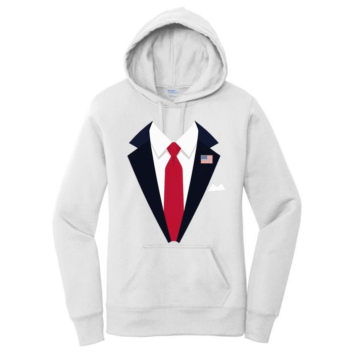 Funny Usa President Trump Suit Easy Halloween Costume Long Sleeve Women's Pullover Hoodie