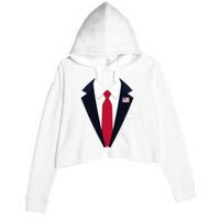 Funny Usa President Trump Suit Easy Halloween Costume Long Sleeve Crop Fleece Hoodie