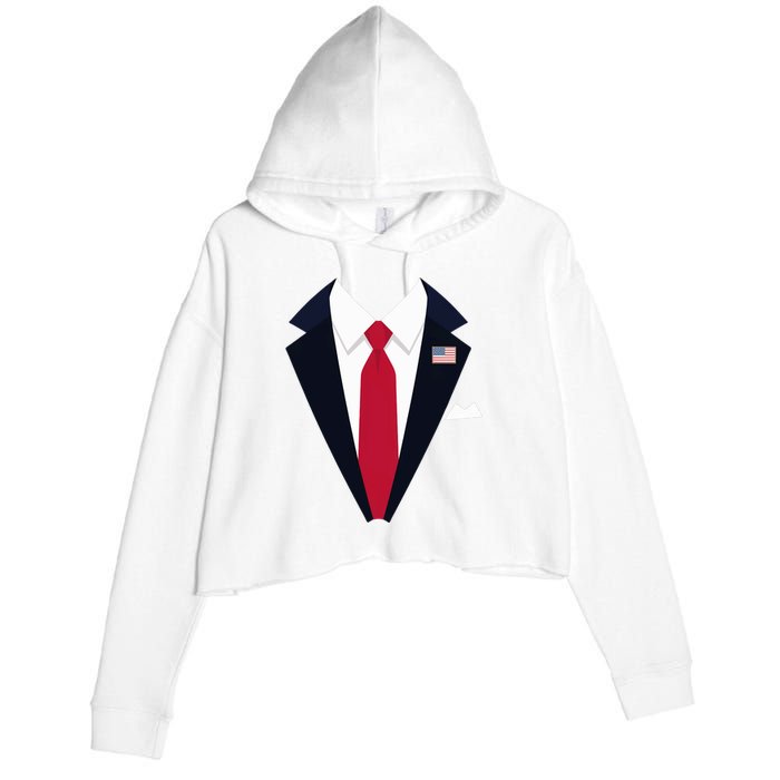 Funny Usa President Trump Suit Easy Halloween Costume Long Sleeve Crop Fleece Hoodie