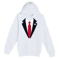 Funny Usa President Trump Suit Easy Halloween Costume Long Sleeve Premium Pullover Hoodie