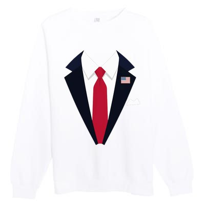 Funny Usa President Trump Suit Easy Halloween Costume Long Sleeve Premium Crewneck Sweatshirt