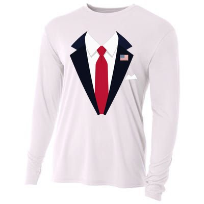 Funny Usa President Trump Suit Easy Halloween Costume Long Sleeve Cooling Performance Long Sleeve Crew