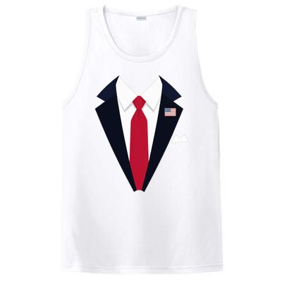 Funny Usa President Trump Suit Easy Halloween Costume Long Sleeve PosiCharge Competitor Tank