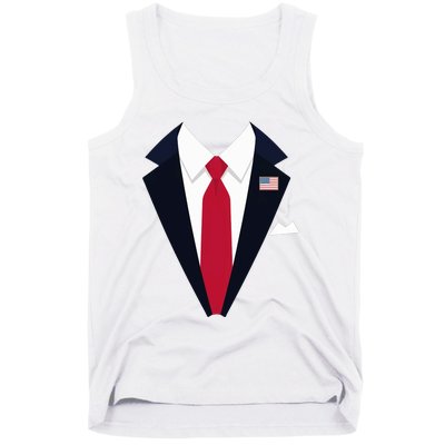 Funny Usa President Trump Suit Easy Halloween Costume Long Sleeve Tank Top