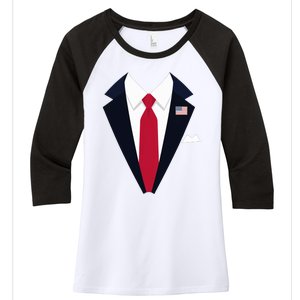 Funny Usa President Trump Suit Easy Halloween Costume Long Sleeve Women's Tri-Blend 3/4-Sleeve Raglan Shirt