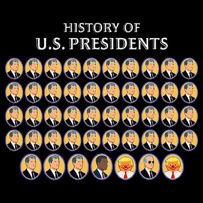 Funny Us Presidents History 1 T0 47 Trump Clown Caricature T-Shirt
