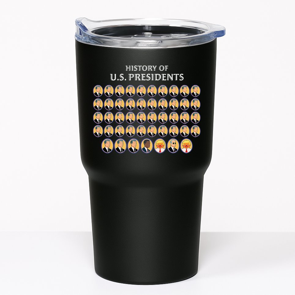 Funny Us Presidents History 1 T0 47 Trump Clown Caricature Tumbler