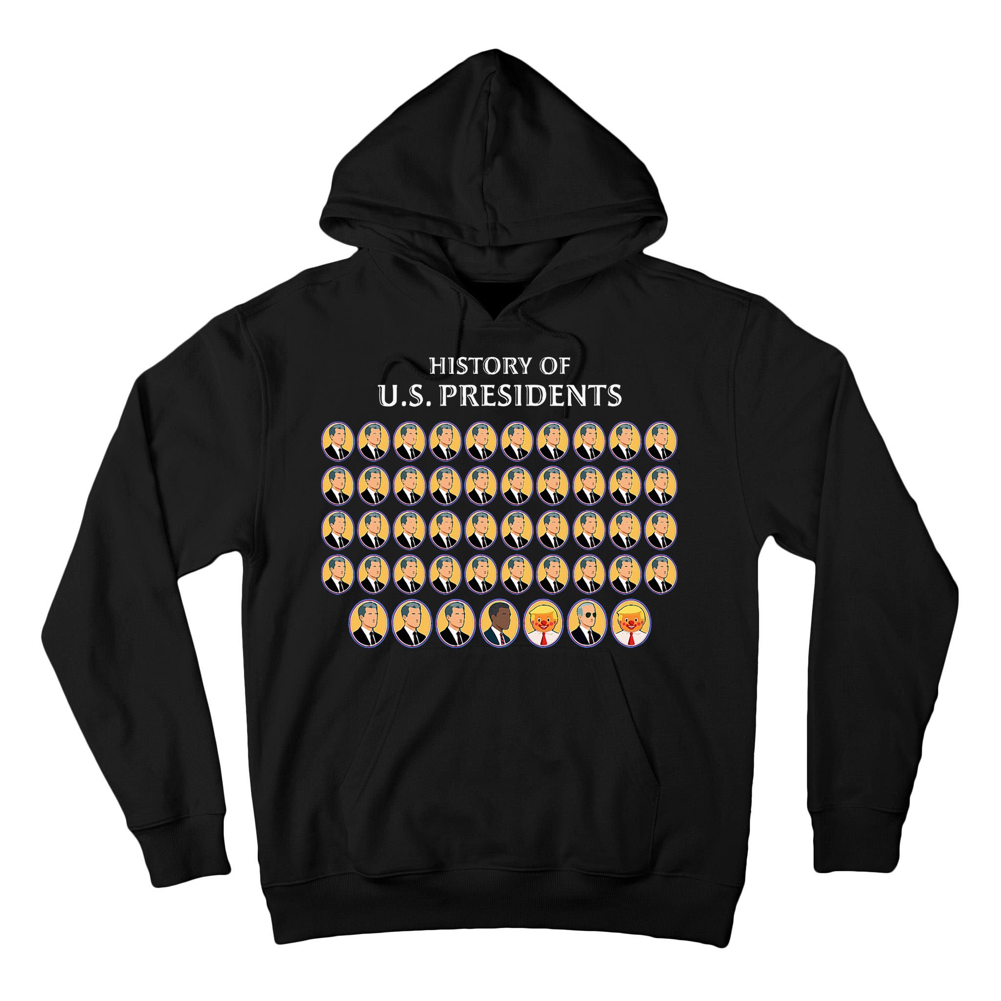 Funny Us Presidents History 1 T0 47 Trump Clown Caricature Tall Hoodie