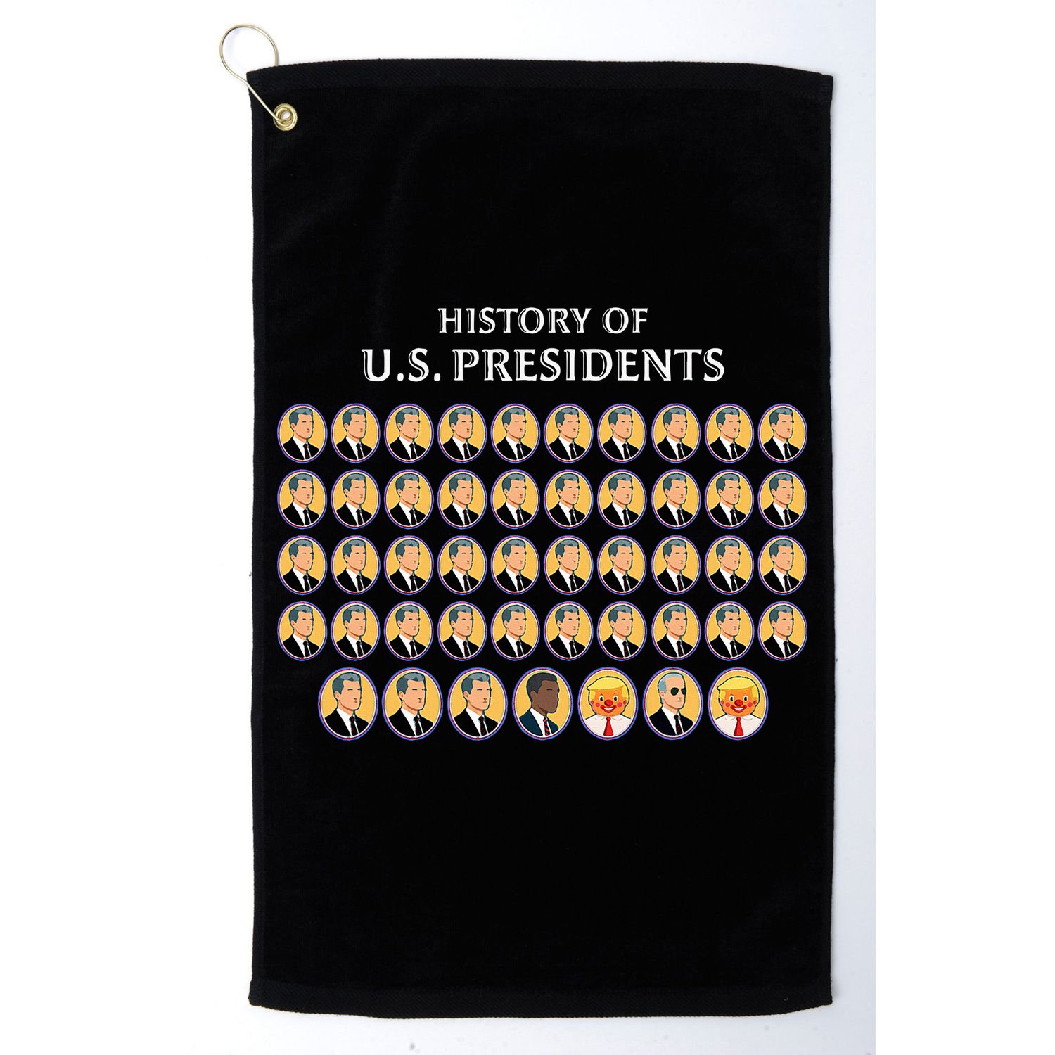 Funny Us Presidents History 1 T0 47 Trump Clown Caricature Golf Towel