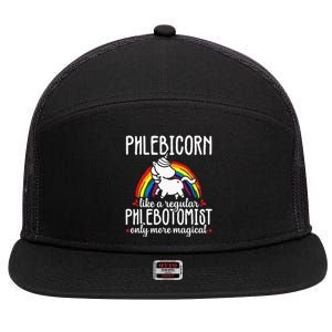 Funny Unicorn Phlebotomist Phlebotomy Technician Nurse RN 7 Panel Mesh Trucker Snapback Hat