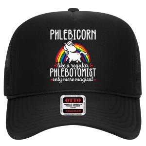 Funny Unicorn Phlebotomist Phlebotomy Technician Nurse RN High Crown Mesh Back Trucker Hat