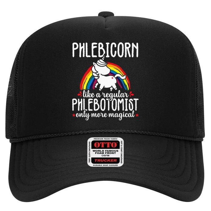 Funny Unicorn Phlebotomist Phlebotomy Technician Nurse RN High Crown Mesh Back Trucker Hat