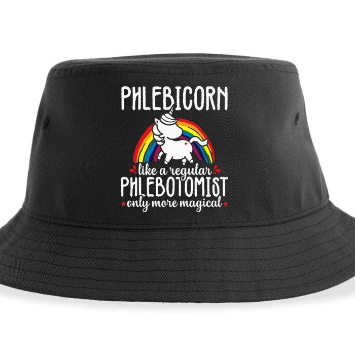 Funny Unicorn Phlebotomist Phlebotomy Technician Nurse RN Sustainable Bucket Hat