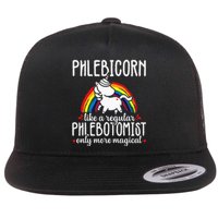 Funny Unicorn Phlebotomist Phlebotomy Technician Nurse RN Flat Bill Trucker Hat