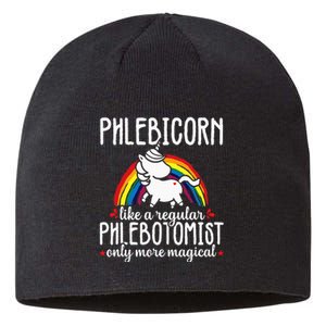 Funny Unicorn Phlebotomist Phlebotomy Technician Nurse RN Sustainable Beanie