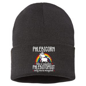 Funny Unicorn Phlebotomist Phlebotomy Technician Nurse RN Sustainable Knit Beanie