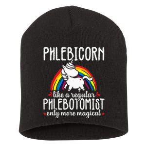 Funny Unicorn Phlebotomist Phlebotomy Technician Nurse RN Short Acrylic Beanie