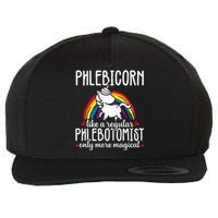 Funny Unicorn Phlebotomist Phlebotomy Technician Nurse RN Wool Snapback Cap