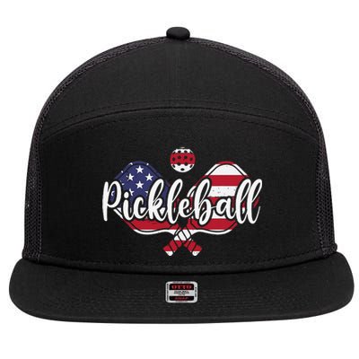 Funny Usa Pickleball Pickleball Player Paddleball Lover 7 Panel Mesh Trucker Snapback Hat