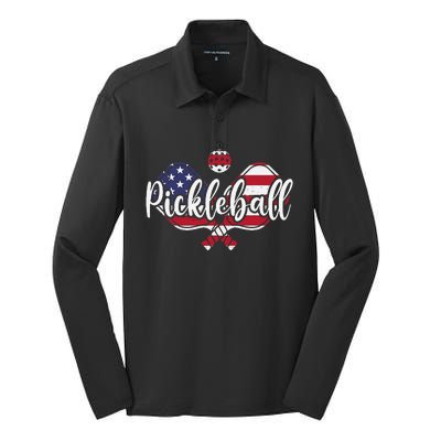 Funny Usa Pickleball Pickleball Player Paddleball Lover Silk Touch Performance Long Sleeve Polo