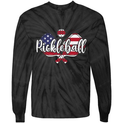Funny Usa Pickleball Pickleball Player Paddleball Lover Tie-Dye Long Sleeve Shirt