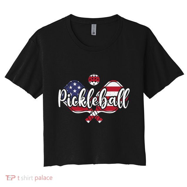 Funny Usa Pickleball Pickleball Player Paddleball Lover Crop Top