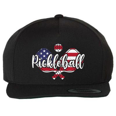 Funny Usa Pickleball Pickleball Player Paddleball Lover Wool Snapback Cap
