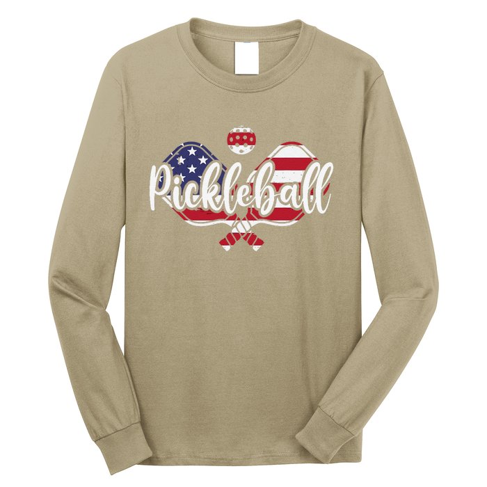 Funny Usa Pickleball Pickleball Player Paddleball Lover Long Sleeve Shirt