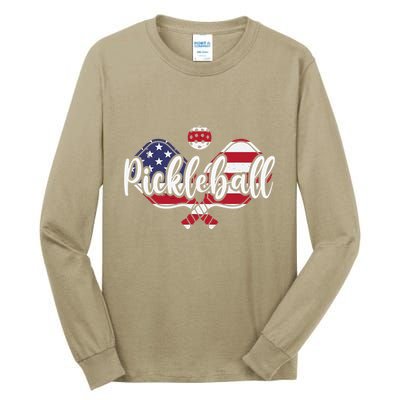 Funny Usa Pickleball Pickleball Player Paddleball Lover Tall Long Sleeve T-Shirt