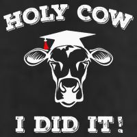 Funny Udderly Proud Graduation Gifts Holy Cow I Did It! 7 Panel Mesh Trucker Snapback Hat
