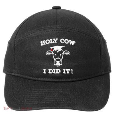 Funny Udderly Proud Graduation Gifts Holy Cow I Did It! 7-Panel Snapback Hat
