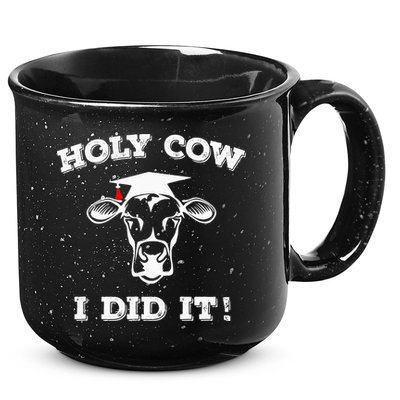 Funny Udderly Proud Graduation Gifts Holy Cow I Did It! 15oz Campfire Ceramic Mug