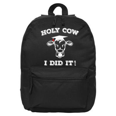 Funny Udderly Proud Graduation Gifts Holy Cow I Did It! 16 in Basic Backpack