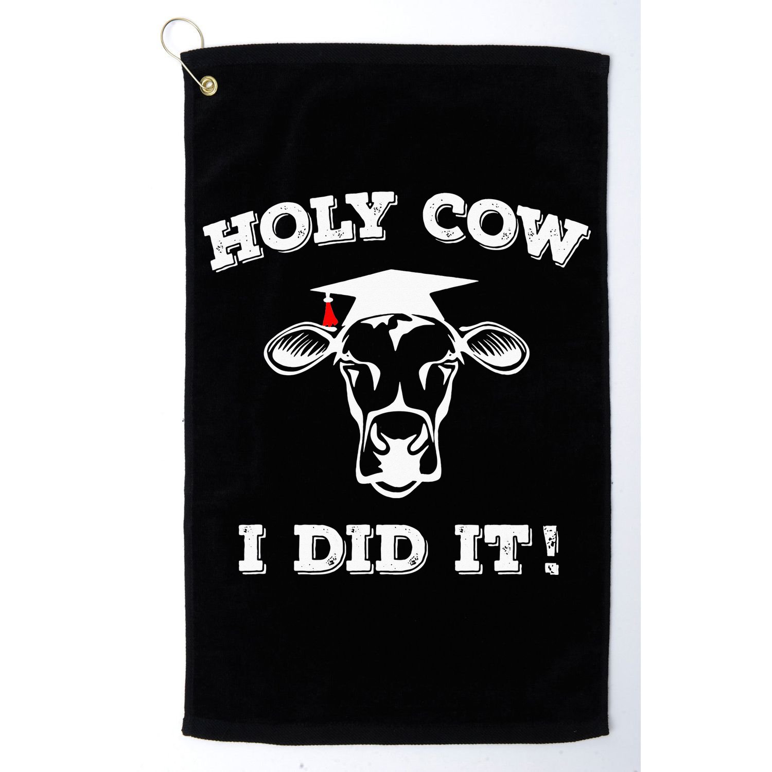 Funny Udderly Proud Graduation Gifts Holy Cow I Did It! Golf Towel