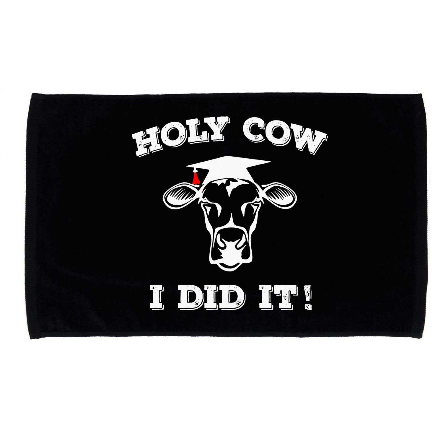 Funny Udderly Proud Graduation Gifts Holy Cow I Did It! Microfiber Hand Towel