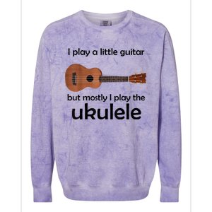 Funny Ukulele Pun Little Guitar Colorblast Crewneck Sweatshirt