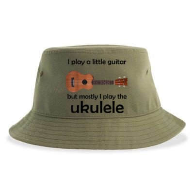 Funny Ukulele Pun Little Guitar Sustainable Bucket Hat