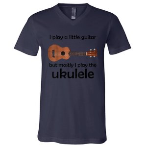 Funny Ukulele Pun Little Guitar V-Neck T-Shirt