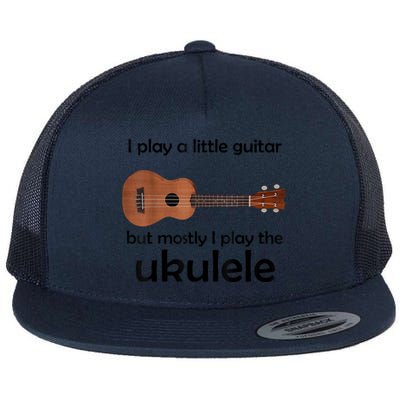 Funny Ukulele Pun Little Guitar Flat Bill Trucker Hat